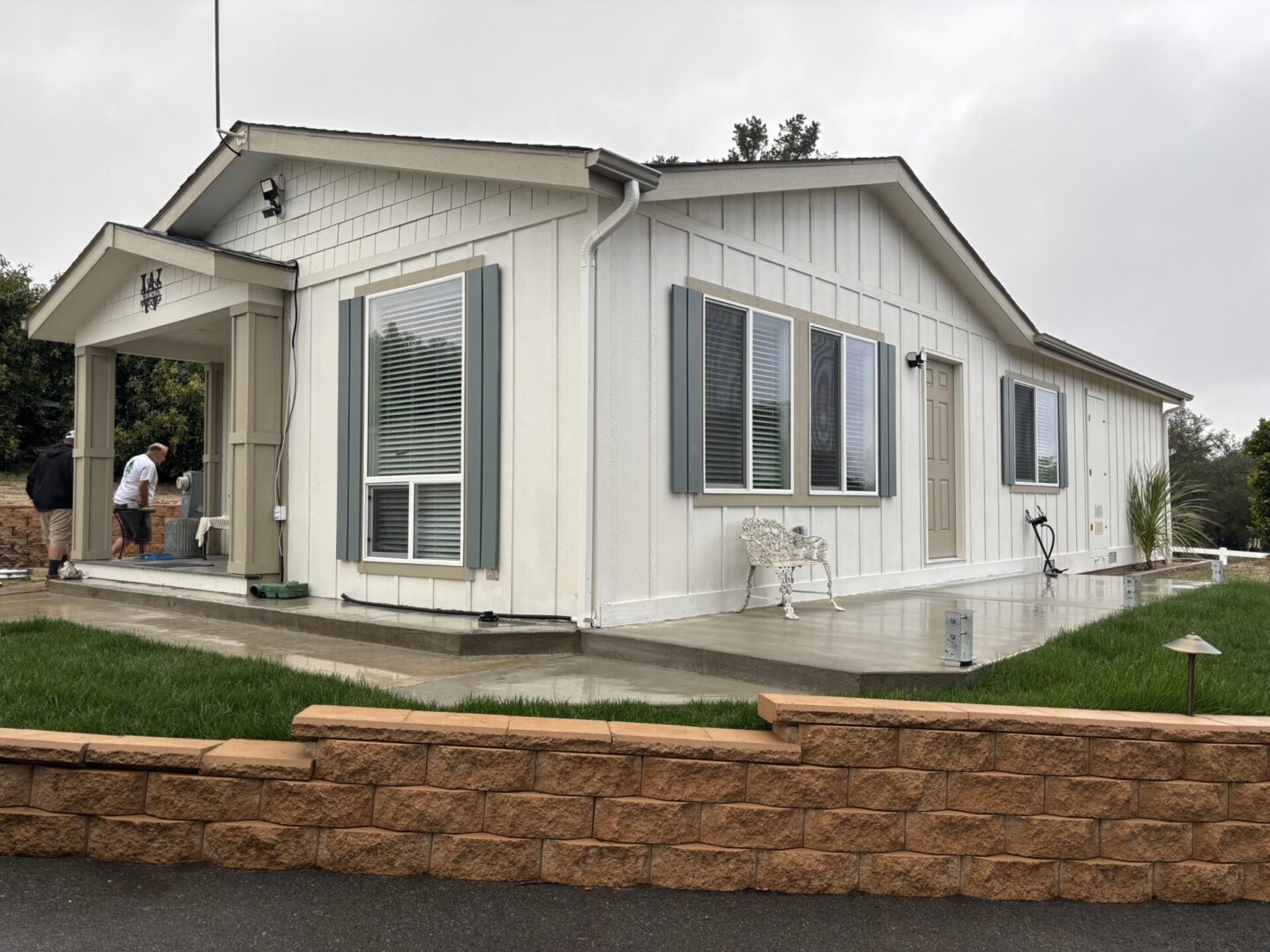 A white multi-section modular home with custom foundation installation Paso Robles