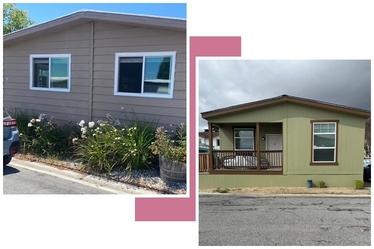 A split photo of two different houses.