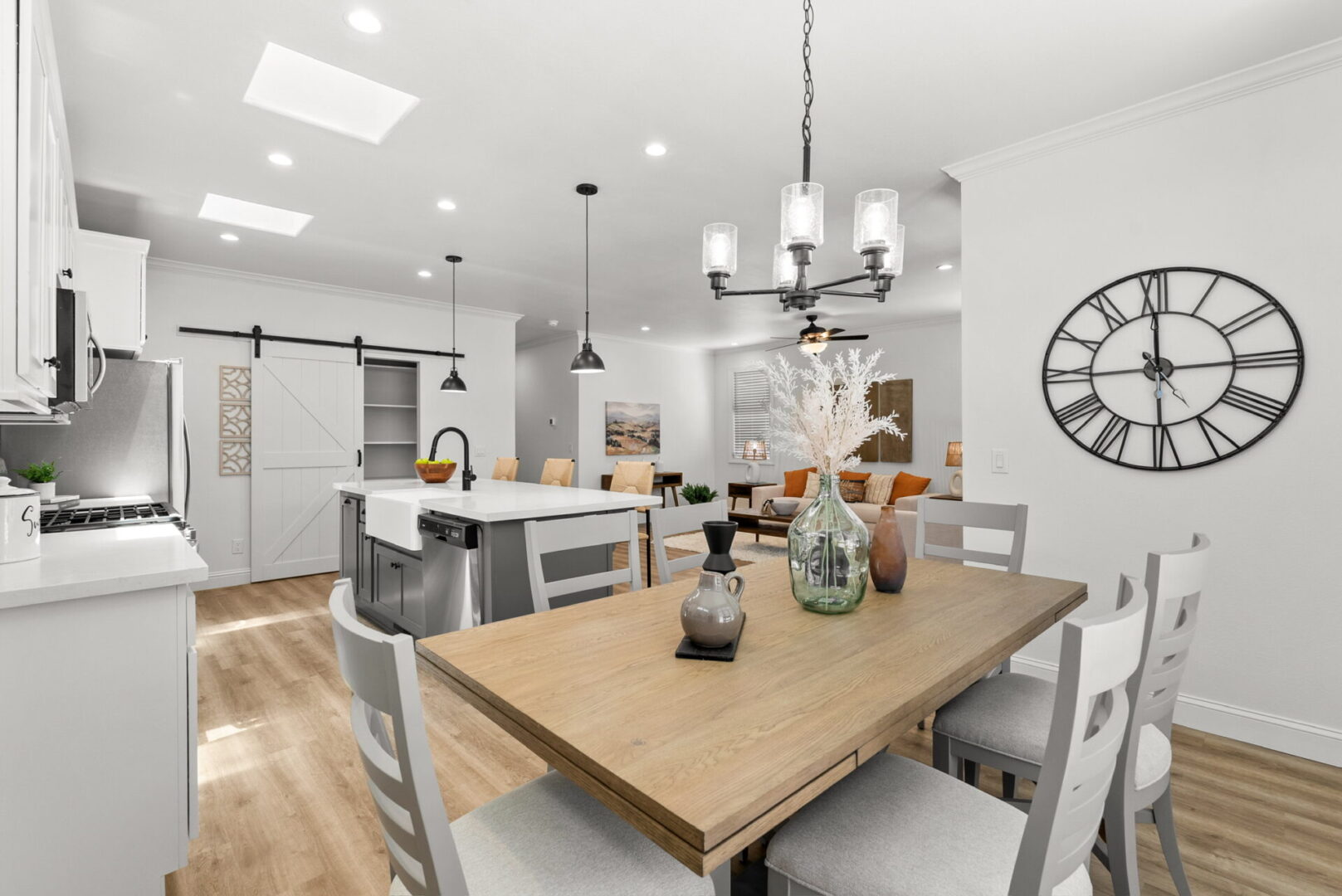 Beautiful modern interior of a newly built manufactured home featuring bright natural light and stylish finishes